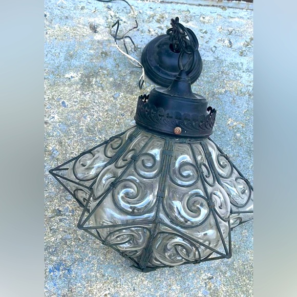 Other - Vintage hand blown wrought iron light fixture